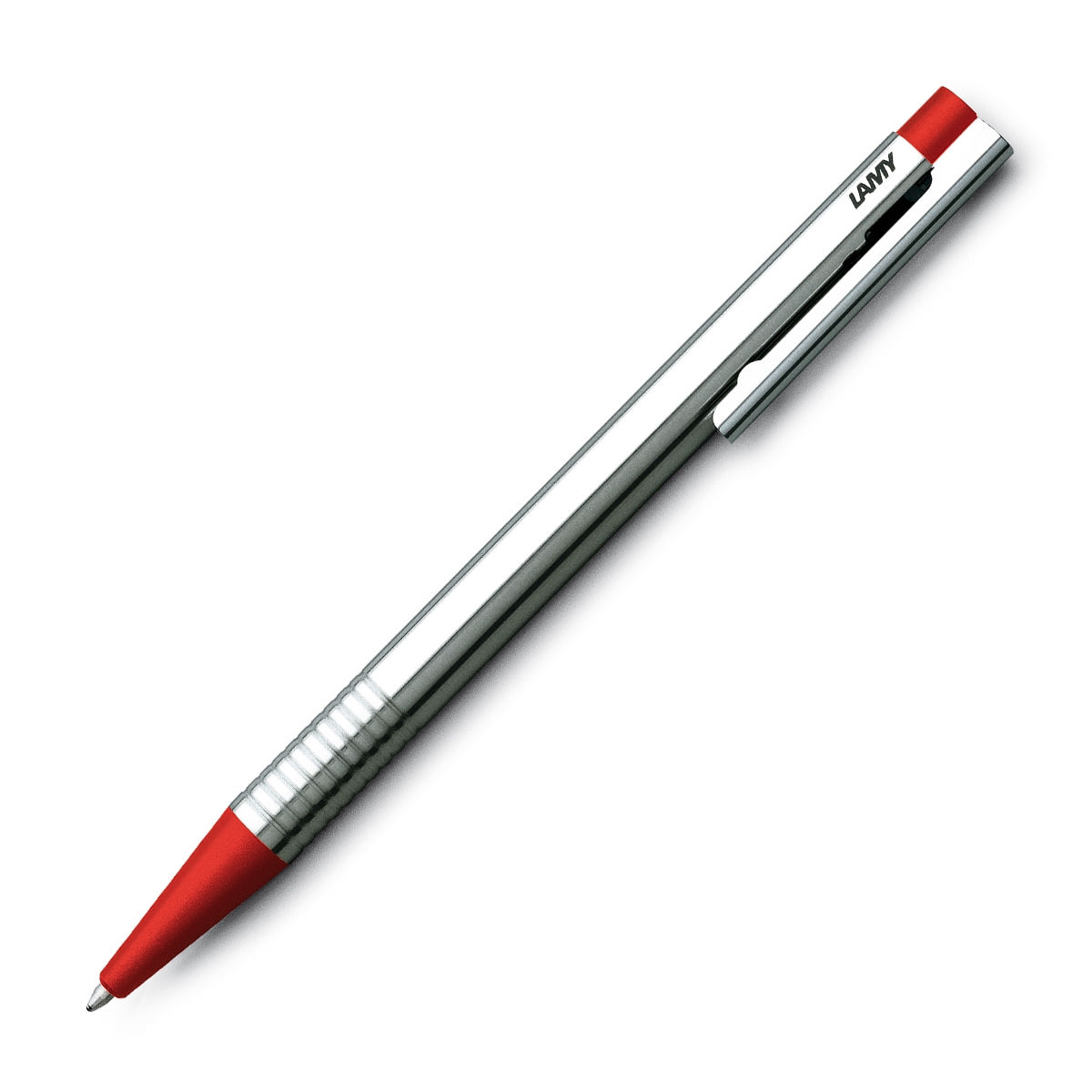 LOGO - Ballpoint Pen - Stainless Steel & Red