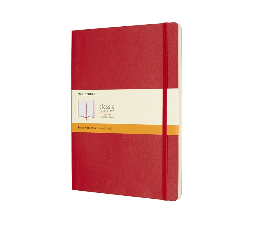 CLASSIC SOFT COVER NOTEBOOK - RULED - EXTRA LARGE - SCARLET RED