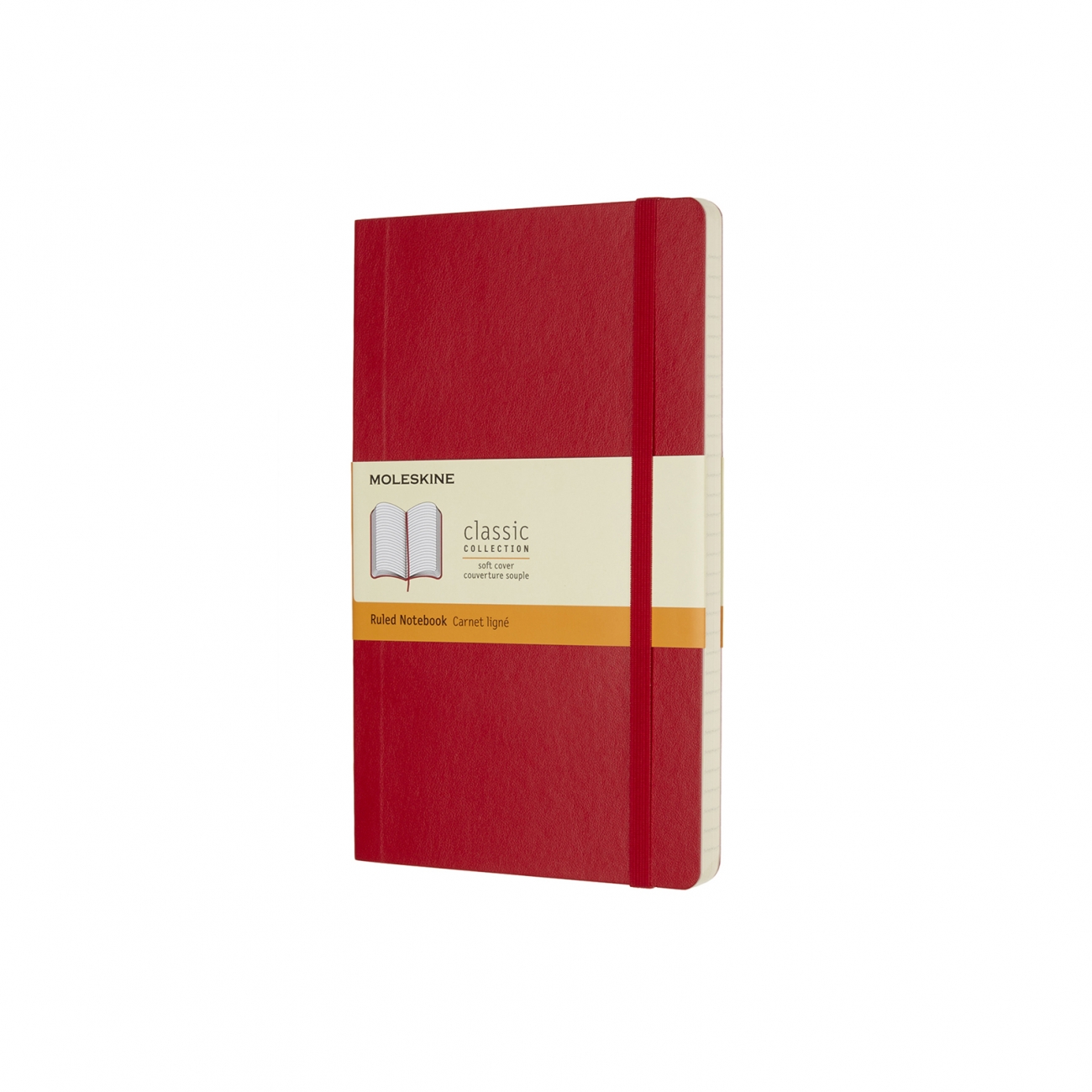 CLASSIC SOFT COVER NOTEBOOK - RULED - LARGE - SCARLET RED