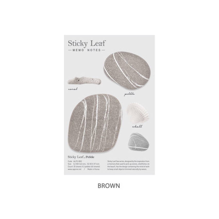 STICKY LEAF_PEBBLE_ Medium(Sticky Notes)